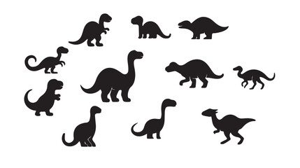 Fototapeta premium Adorable dinosaur silhouettes collection cute prehistoric animals