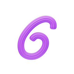 3D Number 6 Shape  Creamy Text