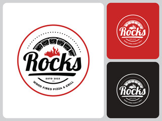 hot pizza rock logo vector