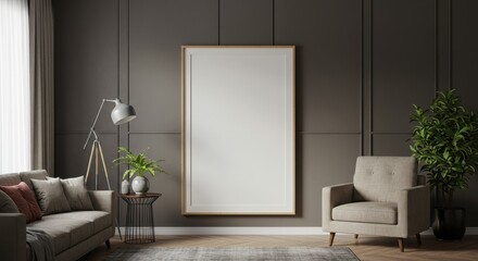 Realistic Interior Room Design With Modern Furniture Poster Mockup