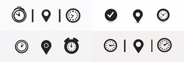 Time Location Icons Set.