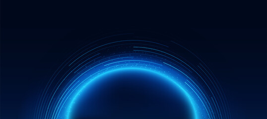 Futuristic digital blue line technology with connection network background for tech event poster or presentation business