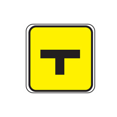 Yellow T-Intersection Road Sign Traffic Safety and Guidance