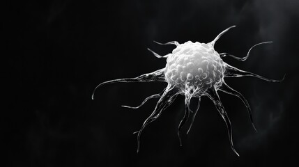 Detailed Illustration of a White Blood Cell Against a Dark Background