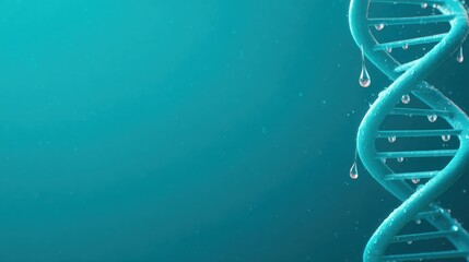 A detailed illustration of a DNA double helix against a gradient blue background.