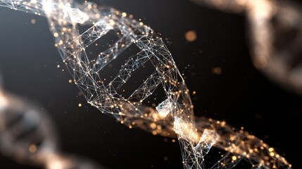 Abstract Visualization of DNA Structure with Glowing Nodes and Connections