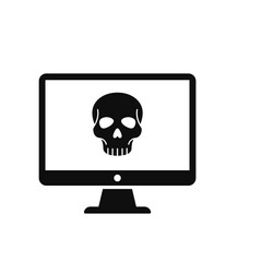 Skull on Computer Screen: Concept of Cyber Security Threat and Online Danger