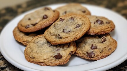 Delight chocolate chip cookies baked on the table