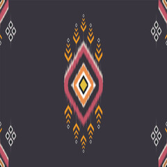 Abstract ikat pattern geometric diamond shapes and abstract floral motifs