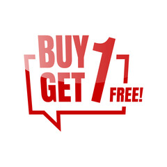 Buy 1 Get 1 Free Promo Label - Red Speech Bubble Banner Design