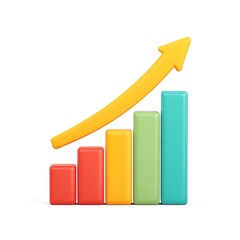 Colorful Bar Graph Shows Upward Trend, Positive Growth, Success