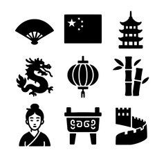 China Country Icons Symbols of Tradition and Power