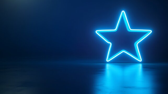 Neon star graphic on dark background