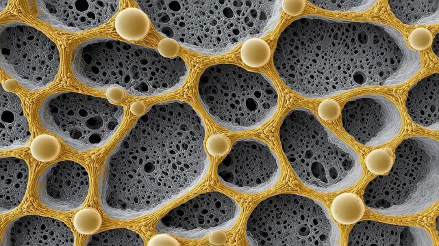 Microscopic view revealing smooth, uniform niobium tin membrane surface with subtle light reflection and intricate interconnected structural network