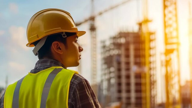Construction Safety Officer Overseeing Building Site