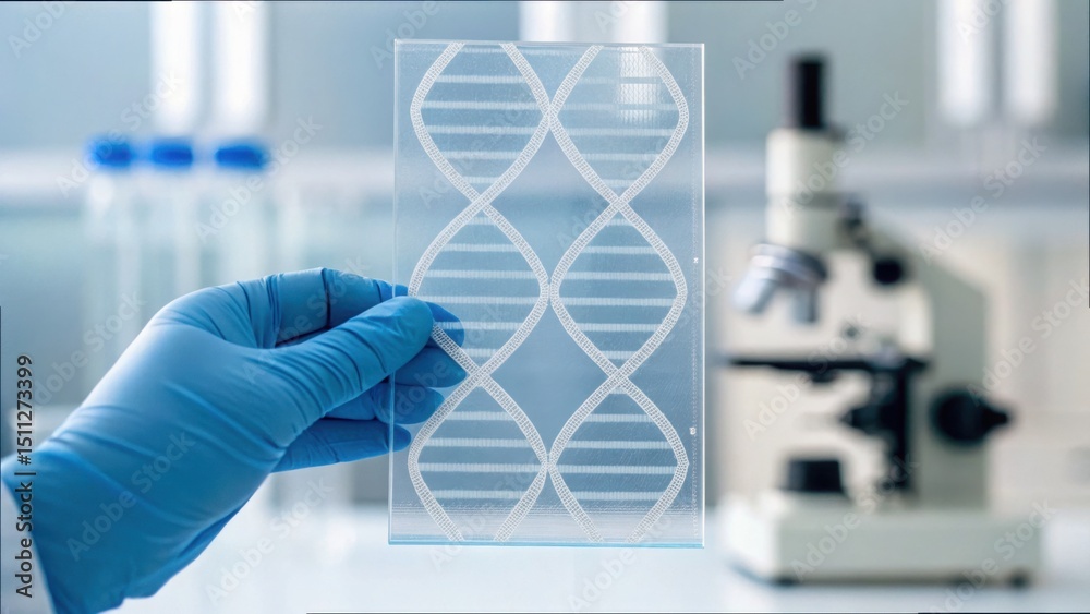 Poster Clear Sheet Visualization of DNA Structure with Microscope Background