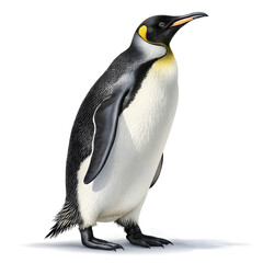 Fototapeta premium A full-body emperor penguin standing upright with a clean, smooth appearance and detailed feathers.