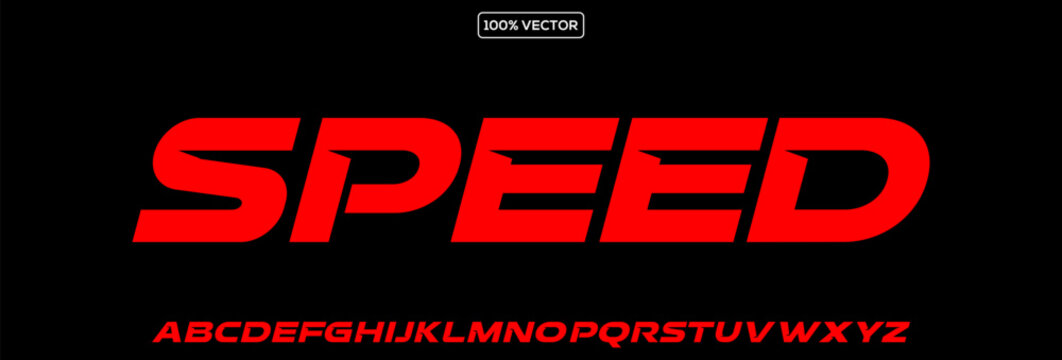 Speed typeface, streamlined letters, energetic racing font for modern dynamic logos