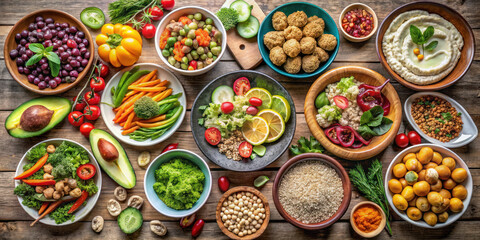 Fototapeta premium Assortment of healthy food dishes – high-resolution layout on transparent background