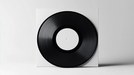 Obraz premium Minimalist Vinyl Record on White Background