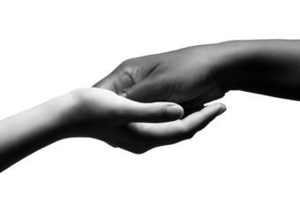 Help Concept hands reaching out to help each other, Isolated on Transparent or White Background