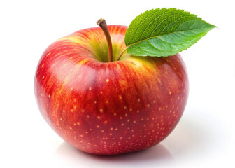 red apple with leaf