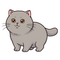 Obraz premium British Shorthair cat illustration cartoon animal. isolated on white or transparent background. PNG