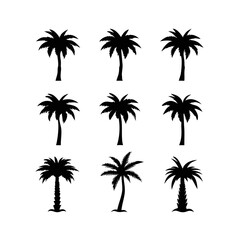 Tropical island beach vector art design with a palm tree silhouette under the summer sun