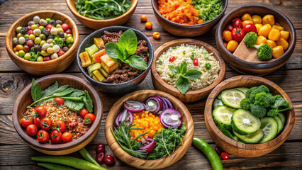 Vegetarian Healthy Food with Soup and Vegan Sandwiches

