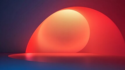 Abstract, vibrant, glowing, interior scene