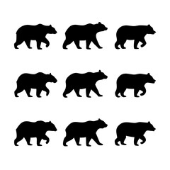 set of silhouettes of bears