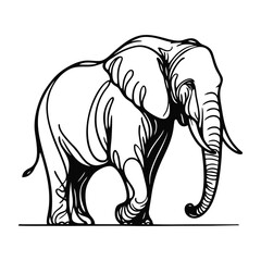 Thin Line Elephant Head Logo – Abstract Wildlife Graphic Symbol