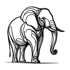 Simple Elephant Monoline Logo – Creative Linear Vector Animal