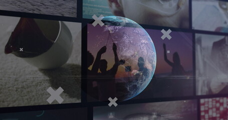 Image of data processing over globe