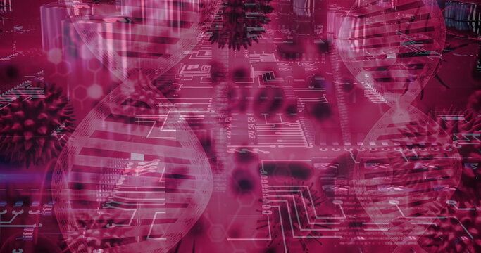Image of medical data processing and processor socket over dark background - Powered by Adobe