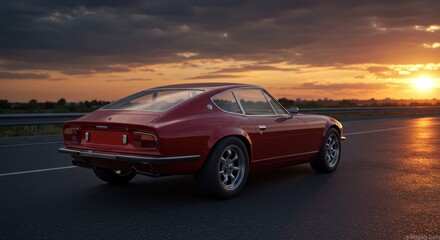 red car on the road By Generated AI