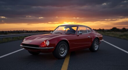 red car on the road By Generated AI