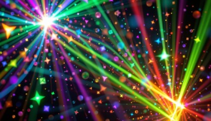 Obraz premium abstract green light and laser beams fractals and glowing shapes multicolored art background texture for imagination creativity and design, photo