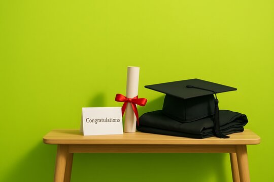 Graduation Moment on Bench with Cap Toss for University Graduates