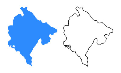 Map of Montenegro. Detailed outline and blue silhouette	