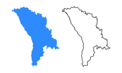 Fototapeta premium Map of Moldova. Detailed outline and blue silhouette 
