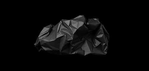 Naklejka premium A crinkled black plastic bag isolated on a black background, vector, wrinkles