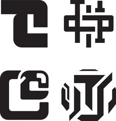 Obraz premium Abstract Geometric Logos for Technology or Innovation