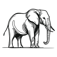 Minimalist Elephant Logo – Thin Line Animal Icon Vector