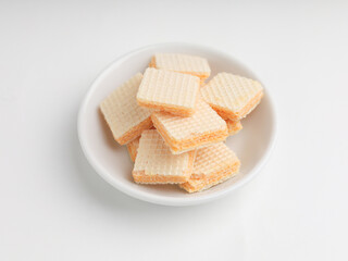 Wafer biscuits on white background 
