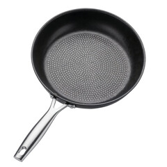 Empty frying pan with non stick coating on transparent background