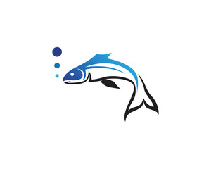 Fototapeta premium Fish logo template. Creative vector symbol of fishing club or online