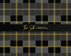 Decorative seamless pattern background. Inspired by Southern Thai silk pattern style called "Sarong Tarang". Colored in black and gold