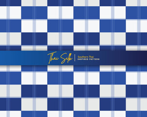 Decorative seamless pattern background. Inspired by Southern Thai silk pattern style called "Sarong Tarang". Colored in china blue and white