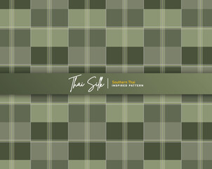 Decorative seamless pattern background. Inspired by Southern Thai silk pattern style called "Sarong Tarang". Colored in traditional green